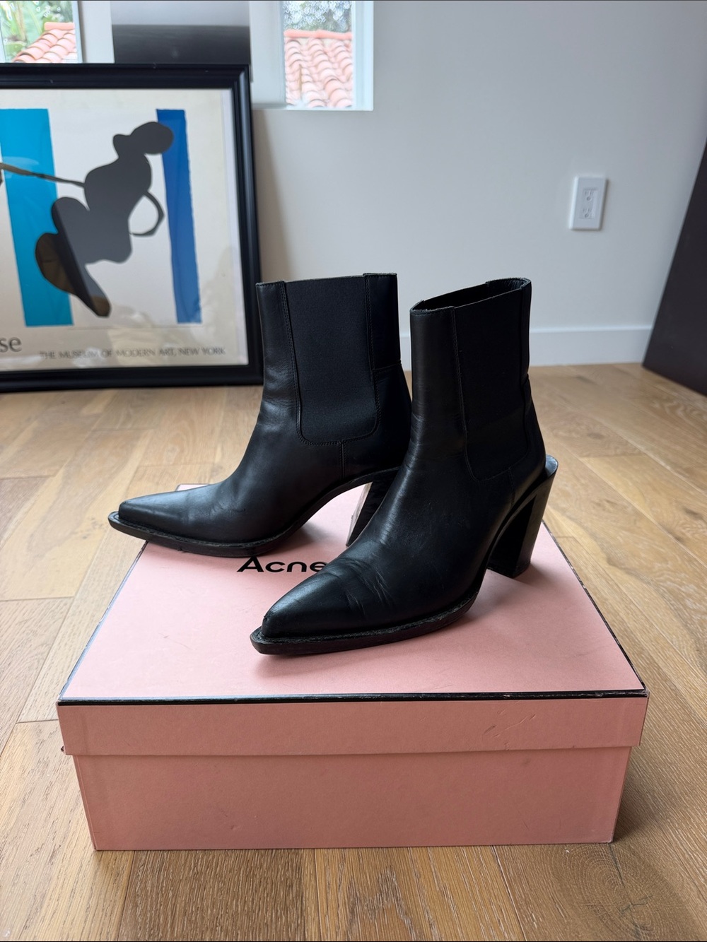 Acne Studios Black Leather Pull On Boot